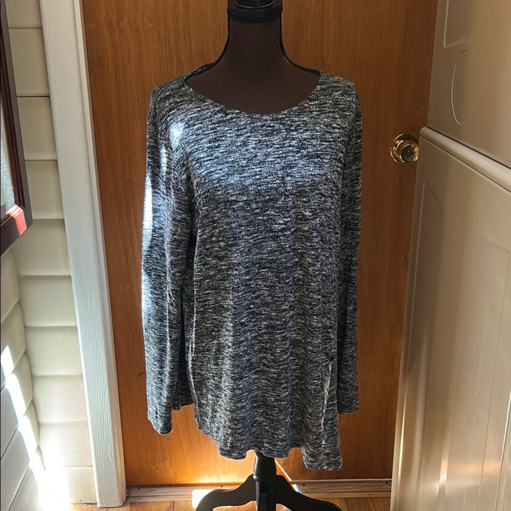 Max Studio Blue Gray Oversized Long Sleeve Hoodie